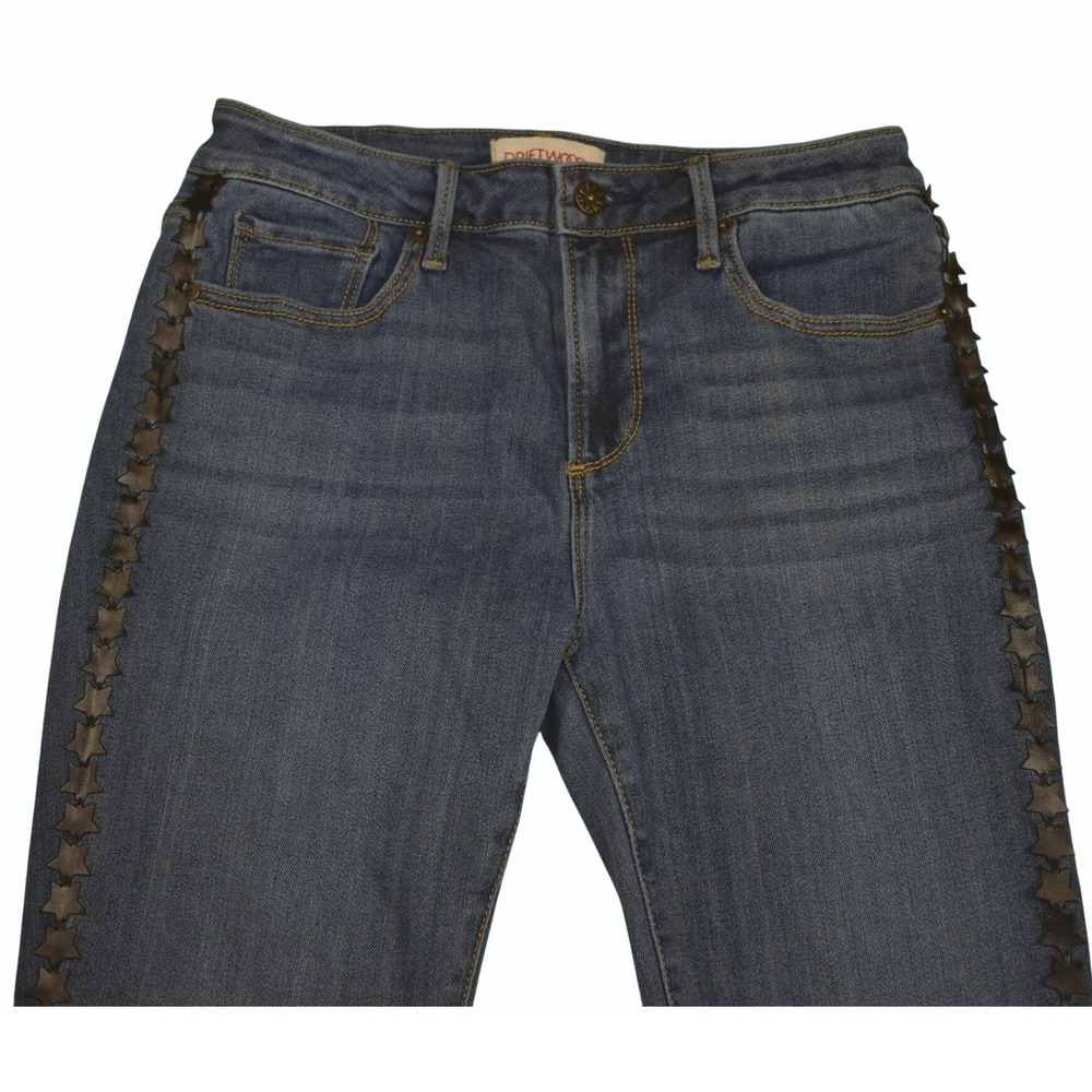 Driftwood Jackie Star Studded Side Stripe Skinny Jeans Blue Denim 27 W27 L28
